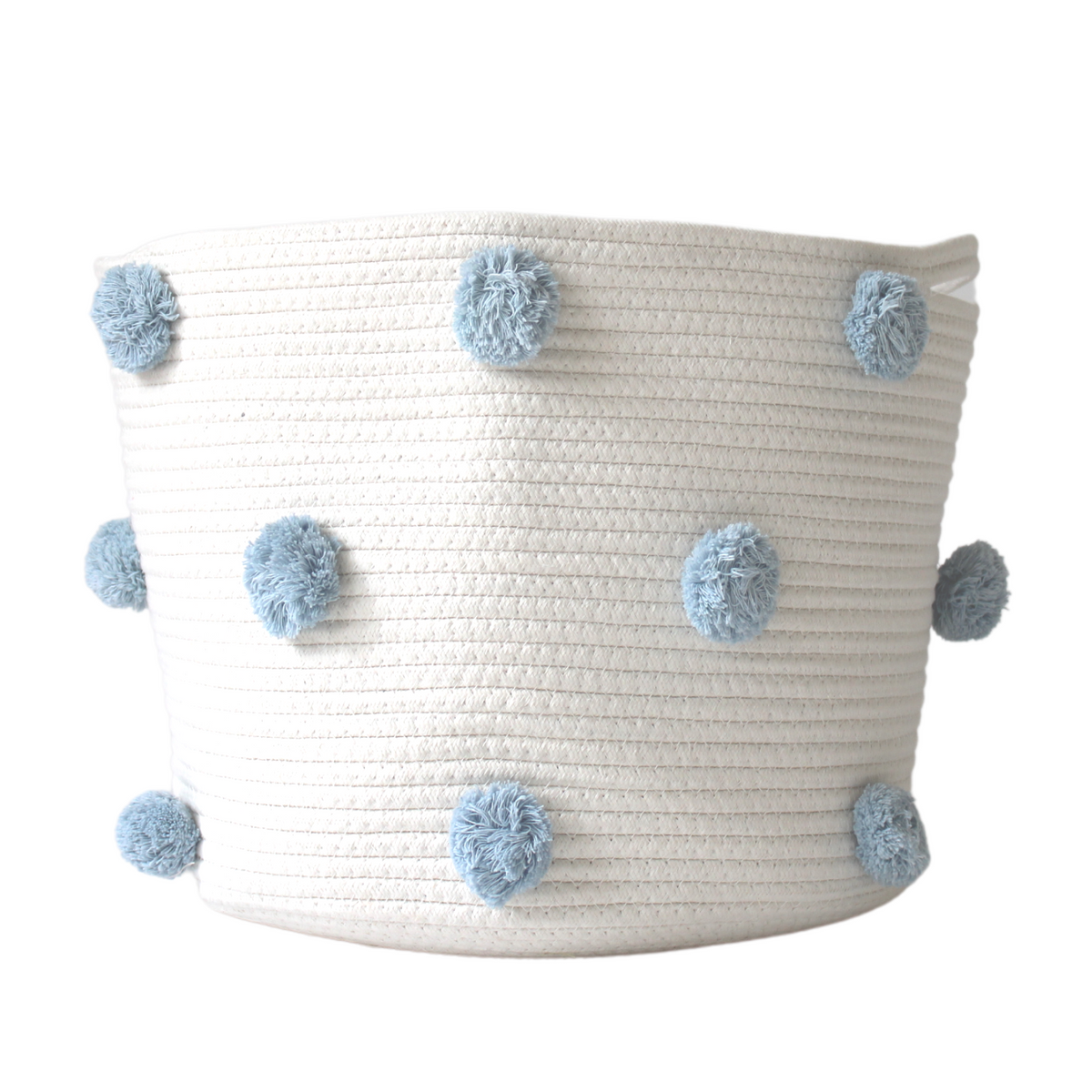 Sky Blue Pom Basket - Large-Baskets-DECOROLALA