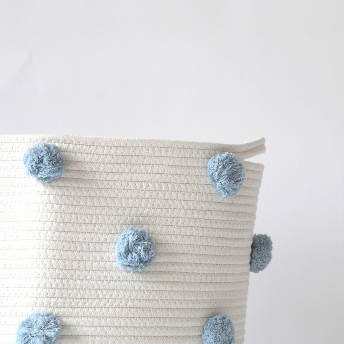 Sky Blue Pom Basket - Large-Baskets-DECOROLALA