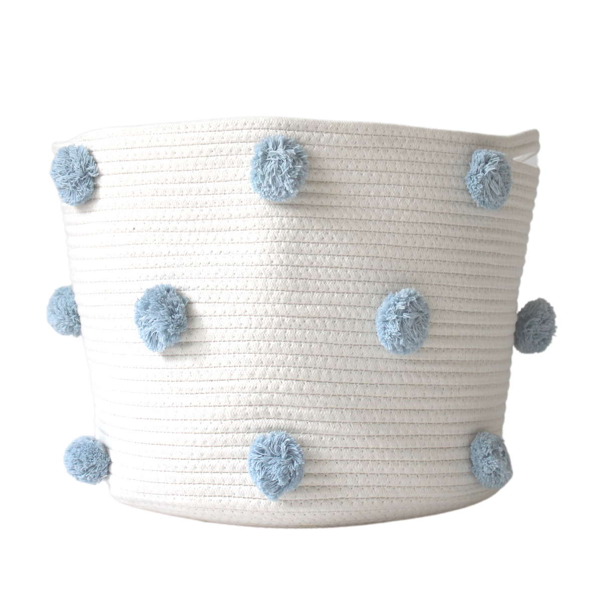 Sky Blue Pom Basket - Large-Baskets-DECOROLALA