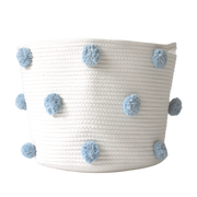 Sky Blue Pom Basket - Large-Baskets-DECOROLALA