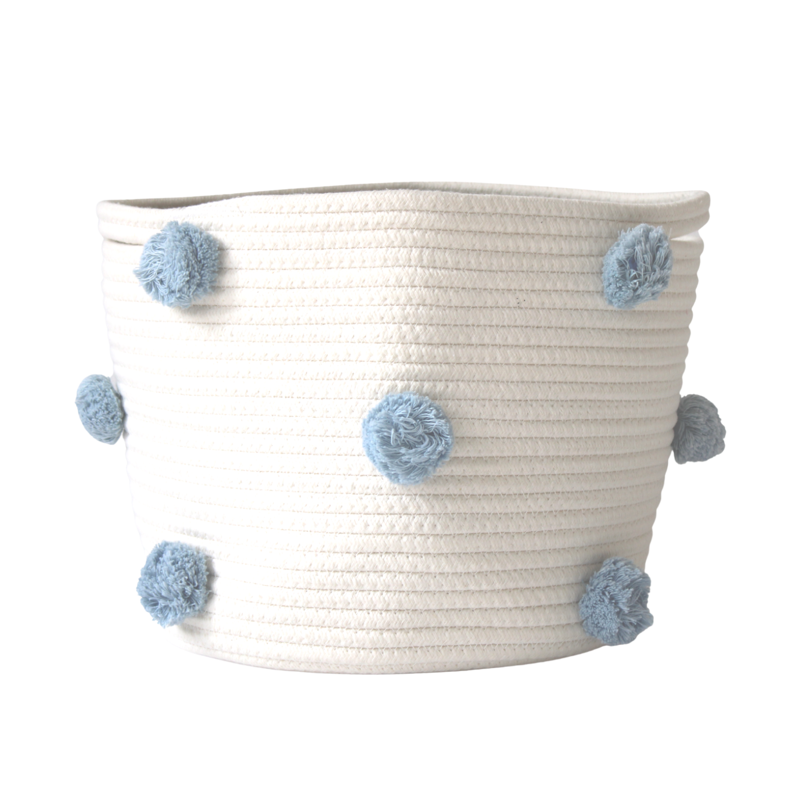 Sky Blue Pom Basket - Medium-Basket-DECOROLALA