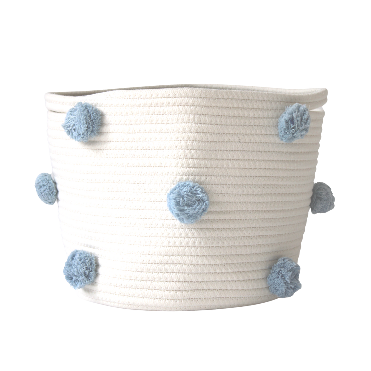 Sky Blue Pom Basket - Medium-Baskets-DECOROLALA