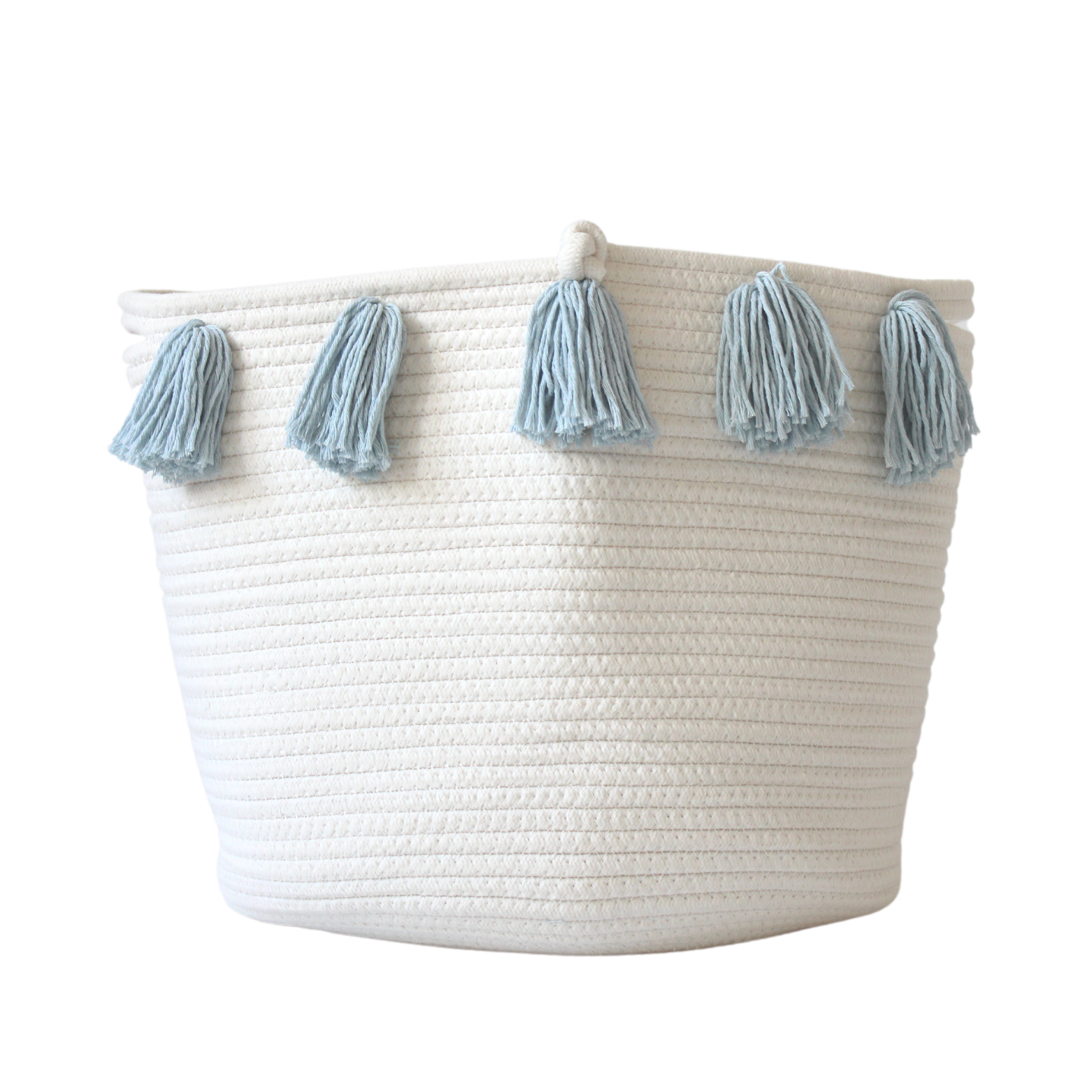 Sky Blue Tassel Basket - Large-Basket-DECOROLALA