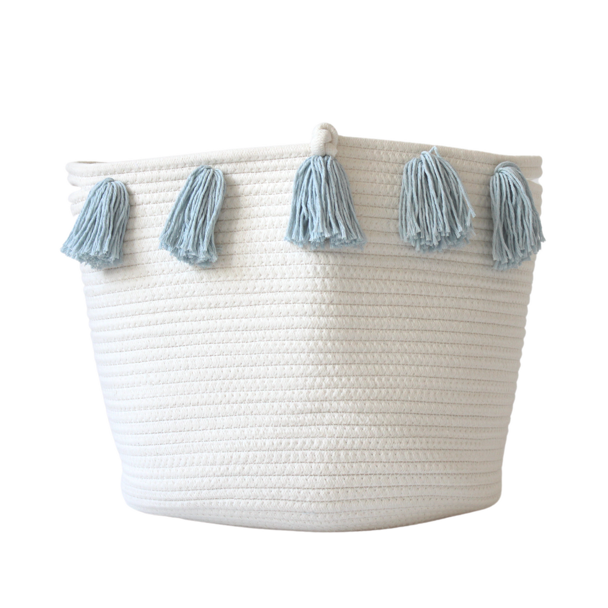 Sky Blue Tassel Basket - Large-Baskets-DECOROLALA