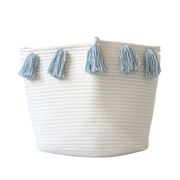 Sky Blue Tassel Basket - Large-Baskets-DECOROLALA