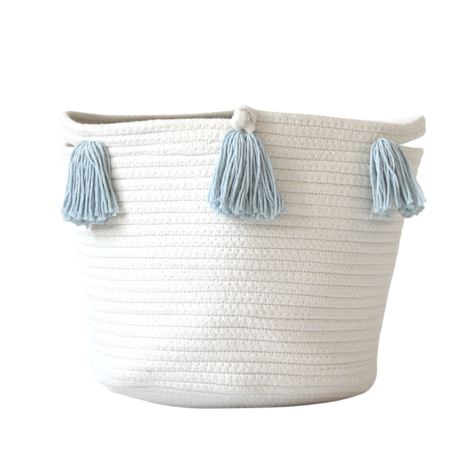 Sky Blue Tassel Basket - Medium-Basket-DECOROLALA