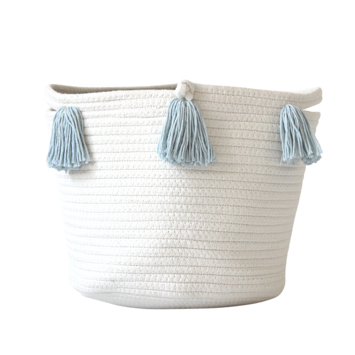Sky Blue Tassel Basket - Medium-Baskets-DECOROLALA