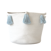 Sky Blue Tassel Basket - Medium-Baskets-DECOROLALA