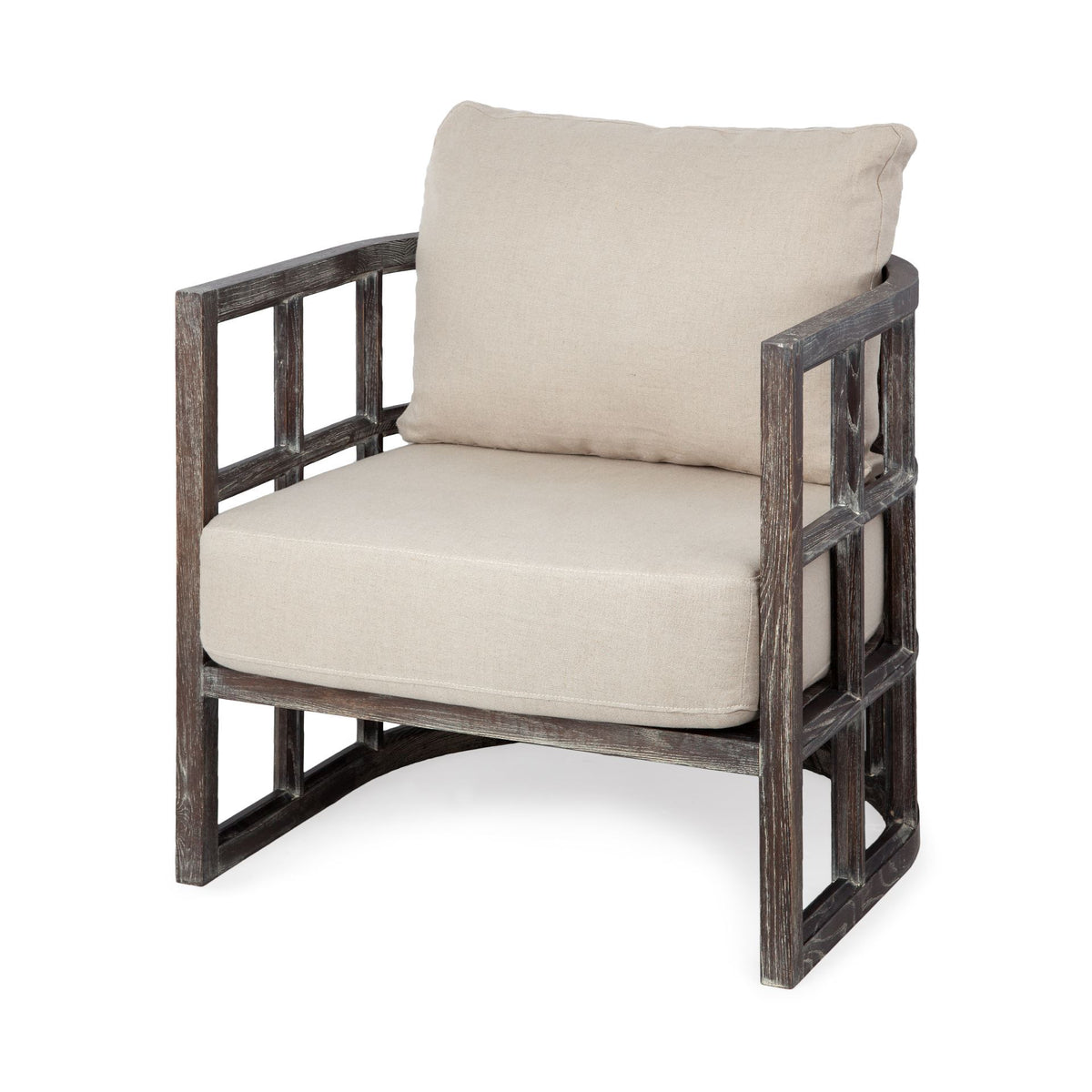 Skylar I Cream Fabric Demi-Lune Accent Chair-Accent Chairs-DECOROLALA