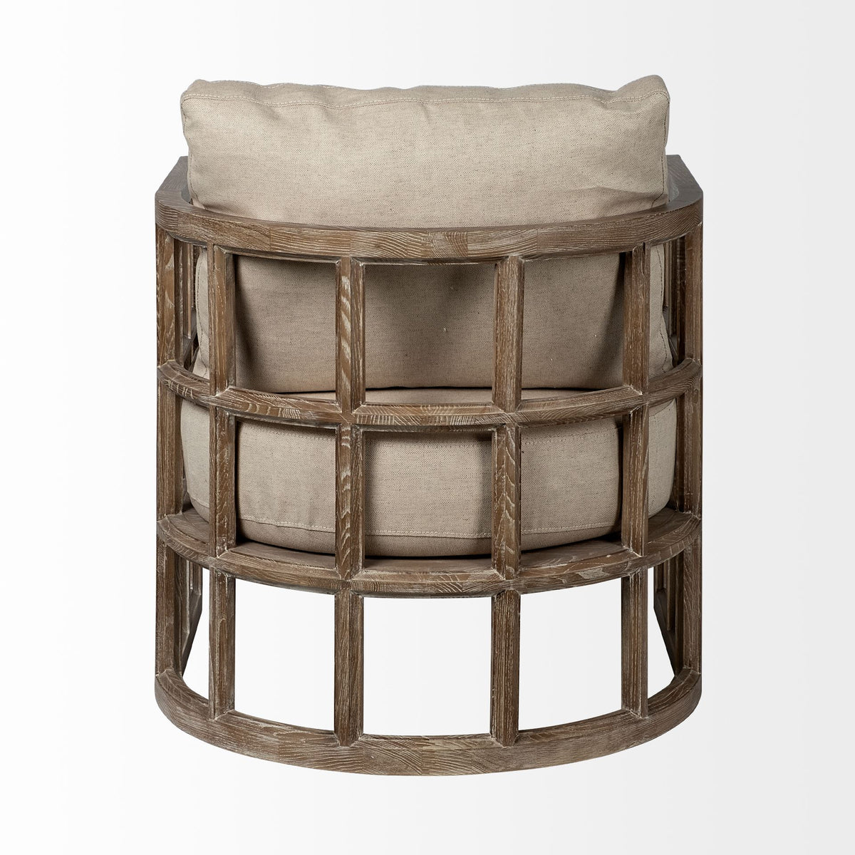 Skylar II Tan Fabric Covered Cushioned Demi-Lune Wooden Frame Accent Chair-Accent Chairs-DECOROLALA