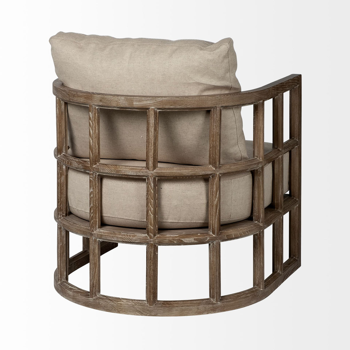 Skylar II Tan Fabric Covered Cushioned Demi-Lune Wooden Frame Accent Chair-Accent Chairs-DECOROLALA