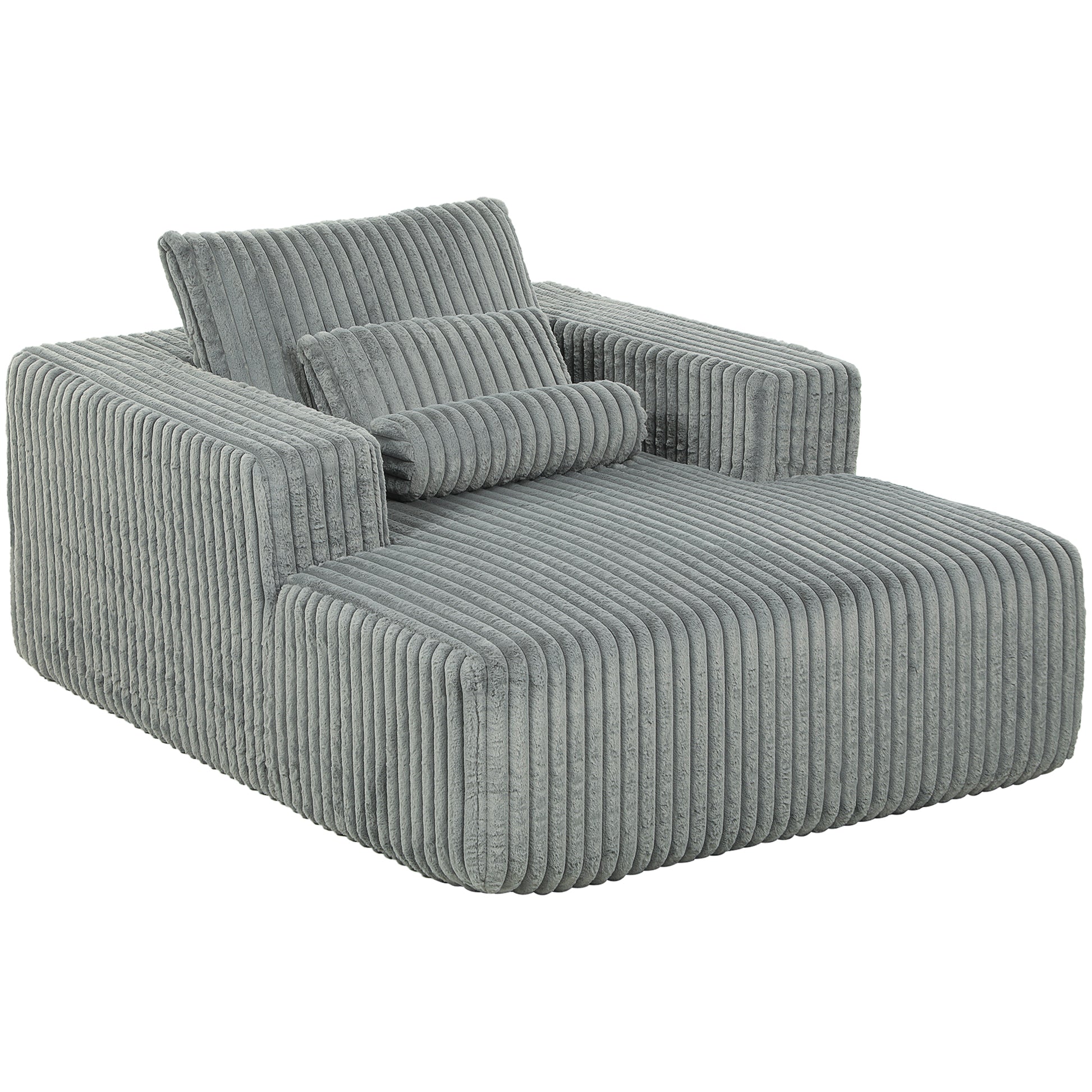 Sleeper Chair Bed with Pillow - Grey Corduroy-DECOROLALA
