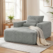 Sleeper Chair Bed with Pillow - Grey Corduroy-DECOROLALA