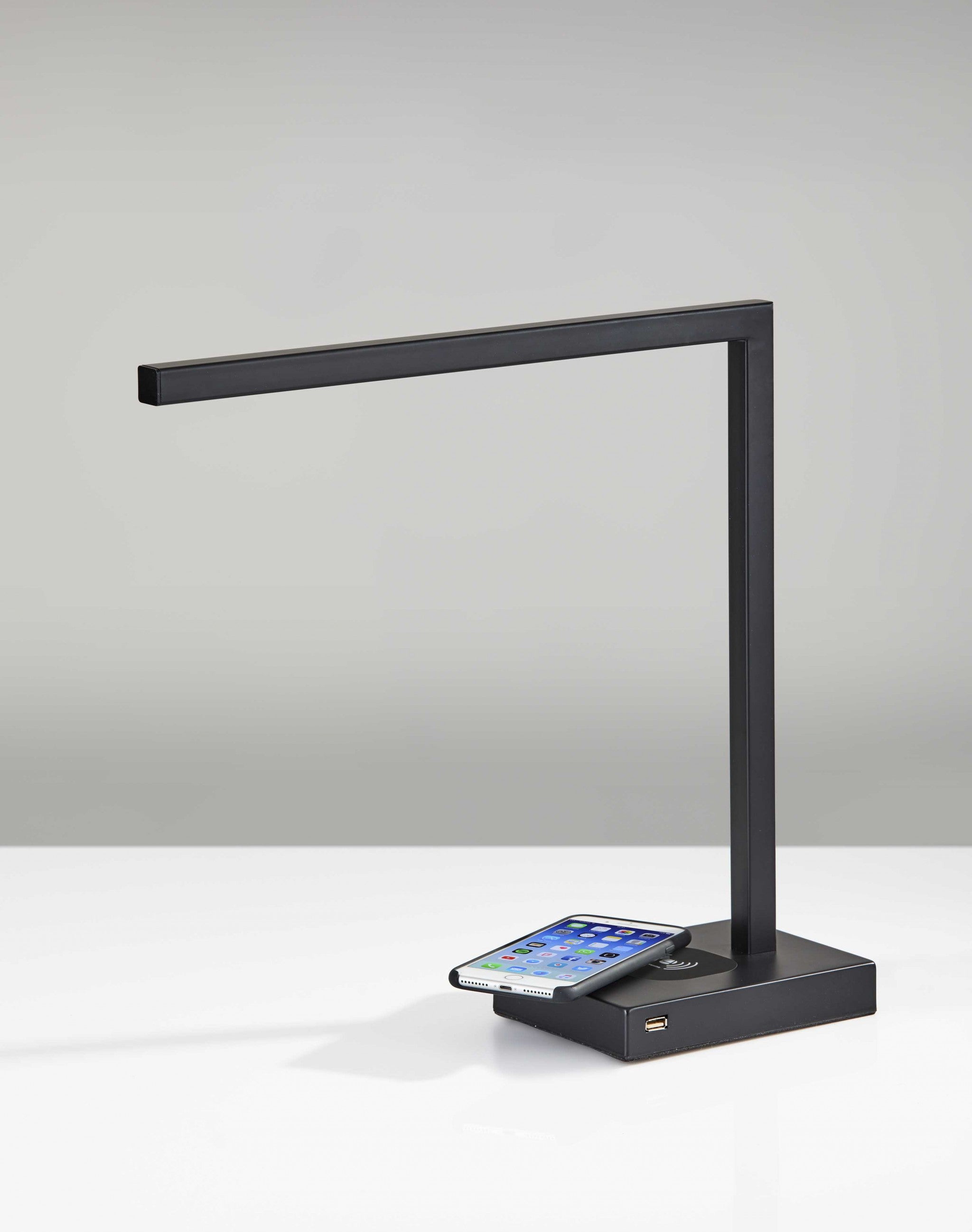 Slender Bar Black Metal Led Charging Desk Light-Table Lamps-DECOROLALA
