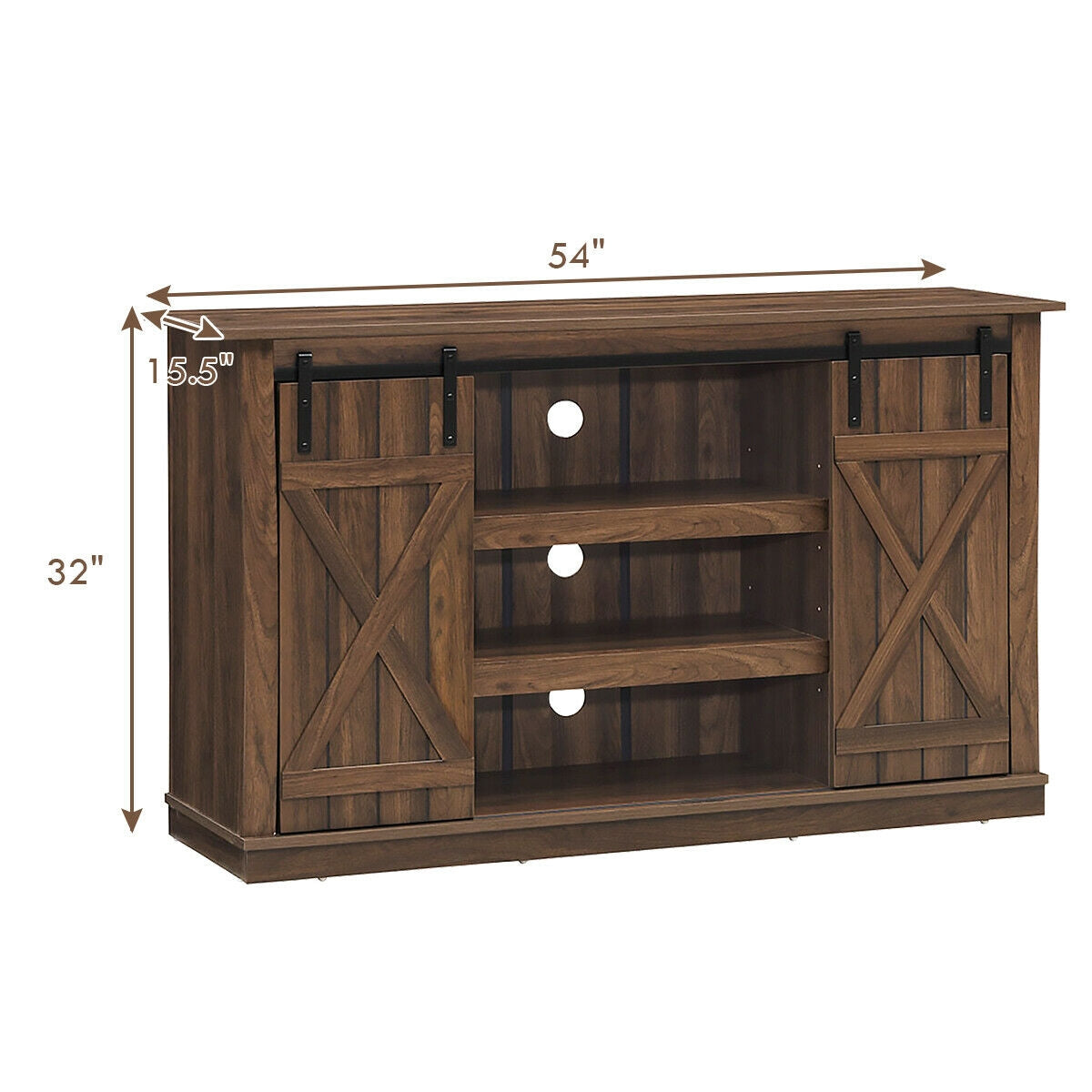 Sliding Barn TV Stand Console Table-Brown-Entertainment Centers & TV Stands-DECOROLALA