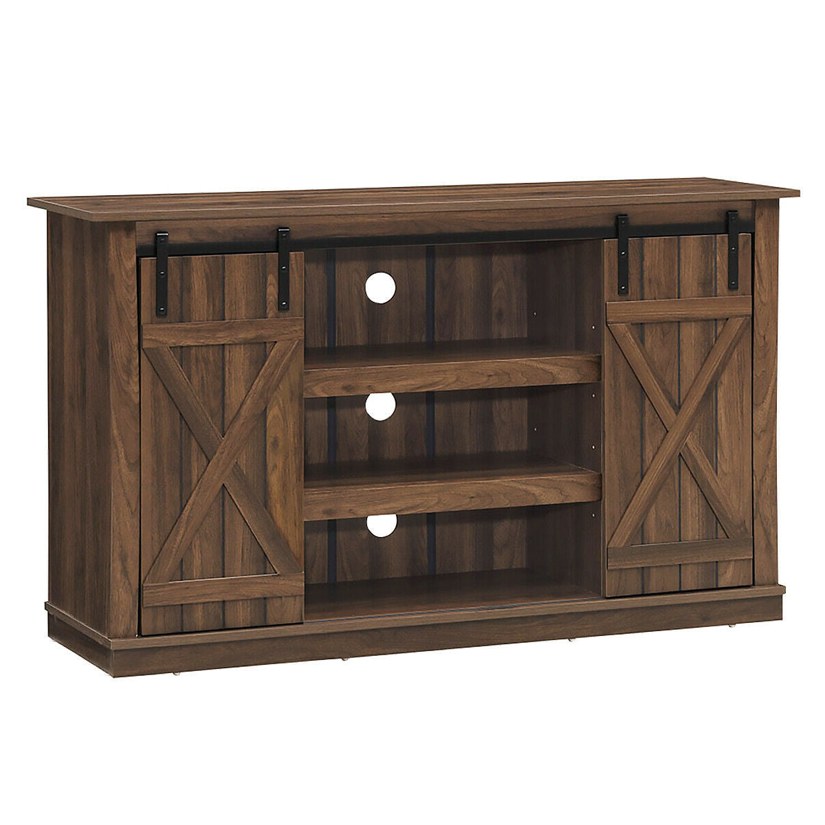Sliding Barn TV Stand Console Table-Brown-Entertainment Centers & TV Stands-DECOROLALA
