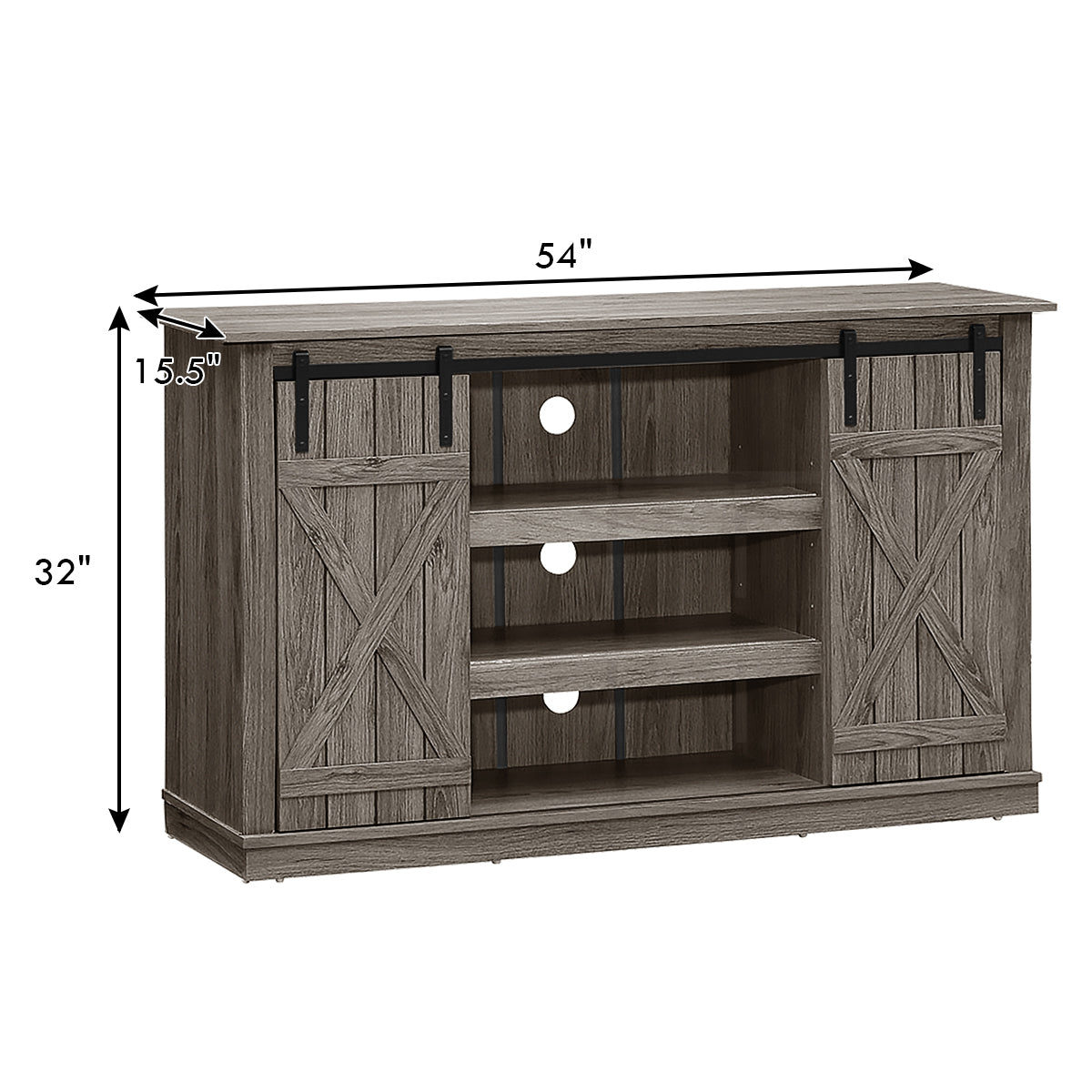 Sliding Barn TV Stand Console Table-Gray-Entertainment Centers & TV Stands-DECOROLALA