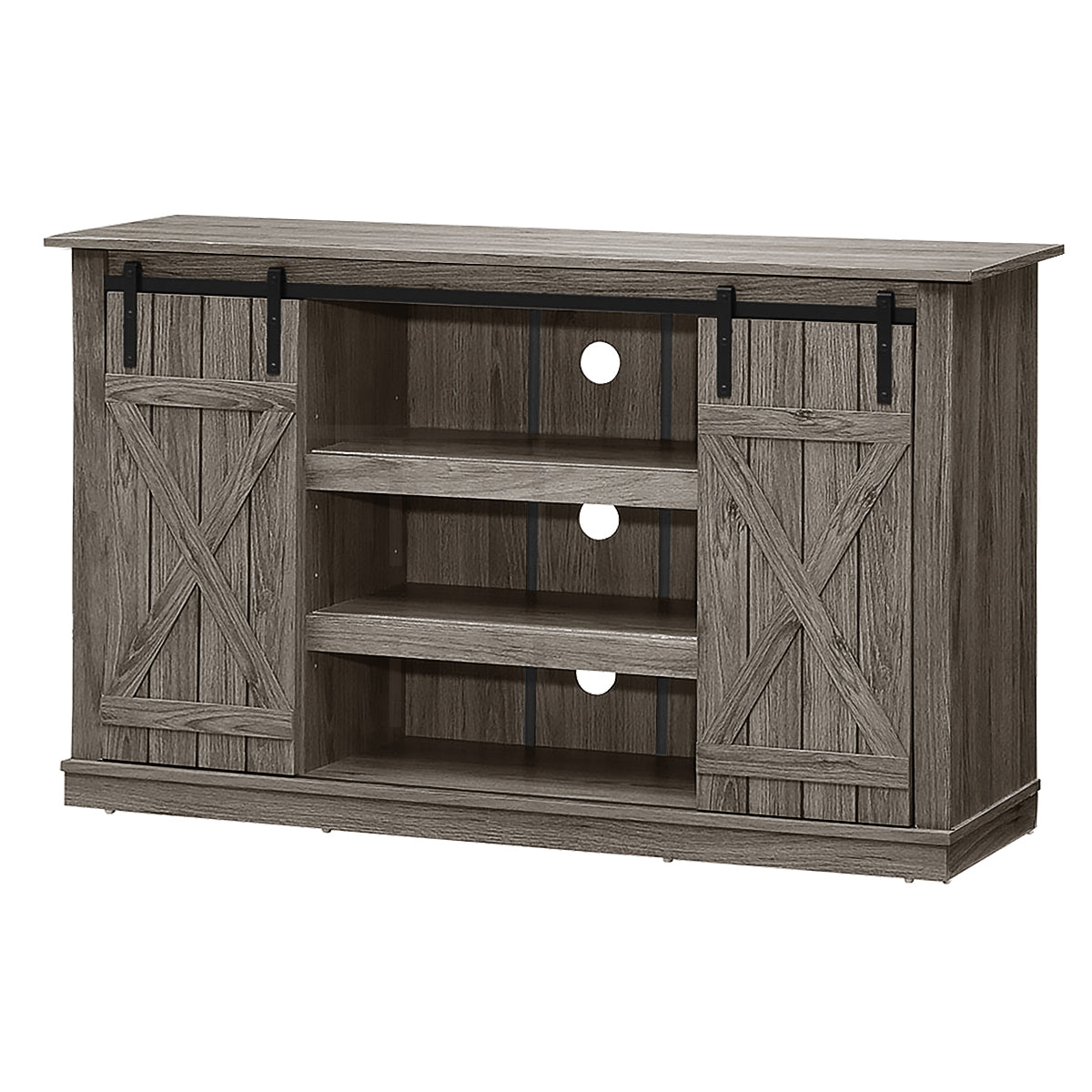 Sliding Barn TV Stand Console Table-Gray-Entertainment Centers & TV Stands-DECOROLALA