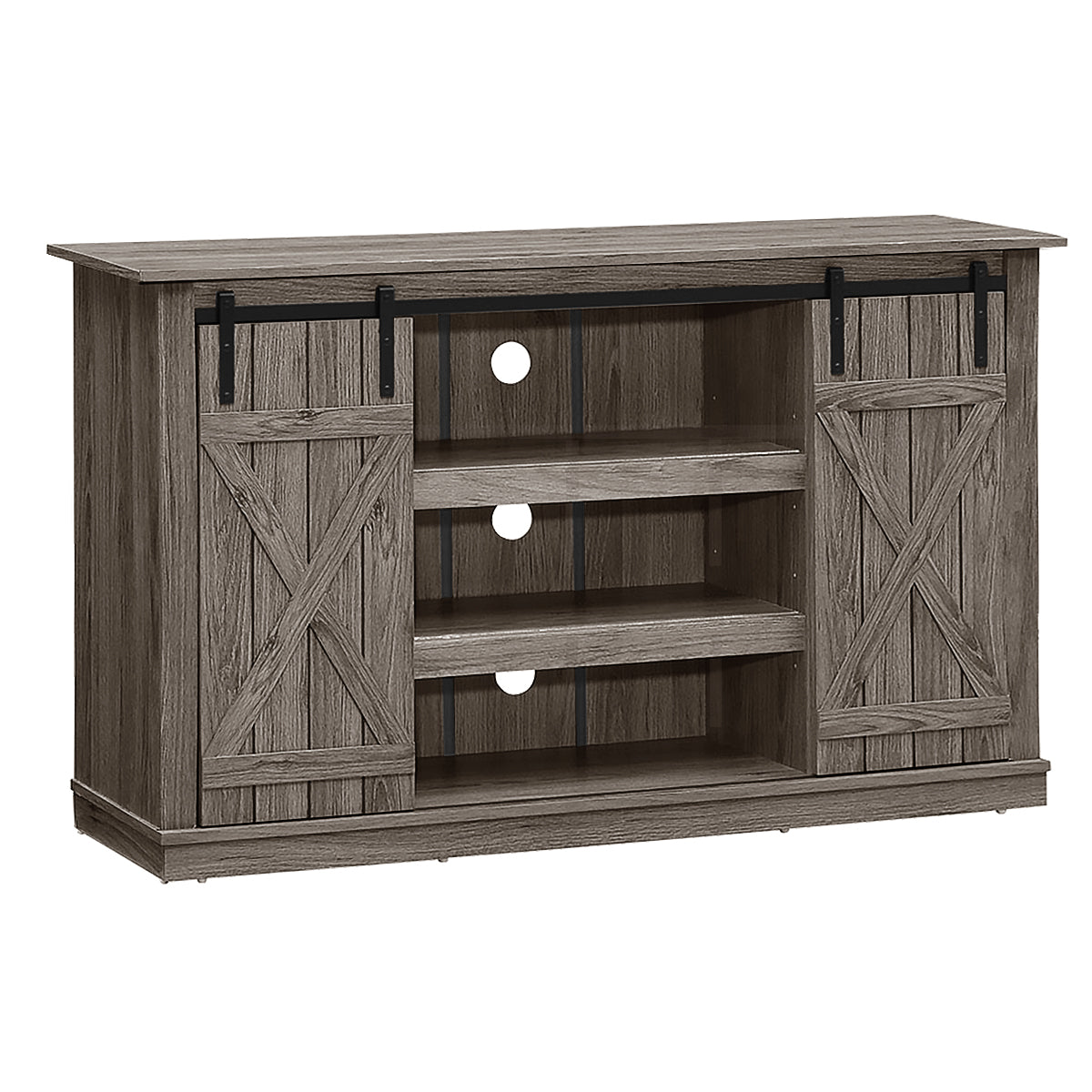 Sliding Barn TV Stand Console Table-Gray-Entertainment Centers & TV Stands-DECOROLALA