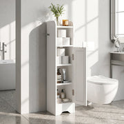 Slim Bathroom Cabinet - White 31.5" Corner Storage Organizer-Floor Cabinets-DECOROLALA