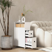 Slim Bathroom Cabinet Wooden Toilet Organizer with Deep Slide Out Drawers-Floor Cabinets-DECOROLALA
