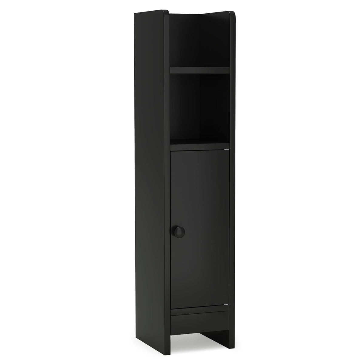 Slim Bathroom Corner Cabinet with Adjustable Shelf - Black-Floor Cabinets-DECOROLALA