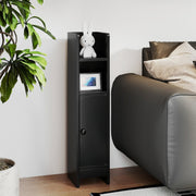Slim Bathroom Corner Cabinet with Adjustable Shelf - Black-Floor Cabinets-DECOROLALA