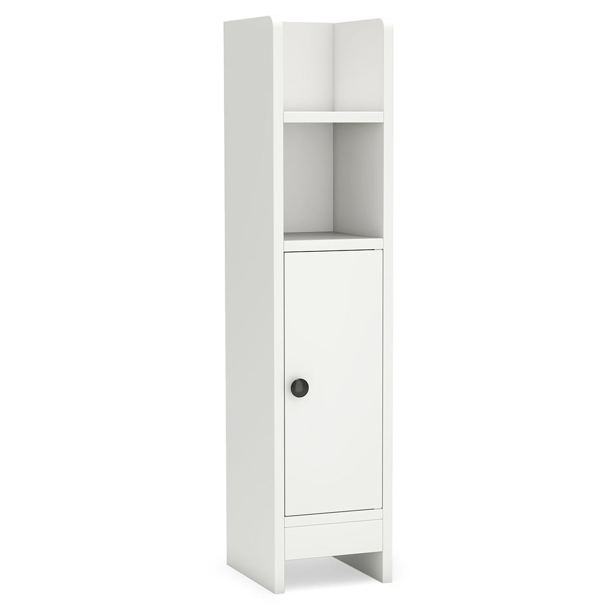 Slim Bathroom Corner Cabinet with Adjustable Shelf - White-Floor Cabinets-DECOROLALA