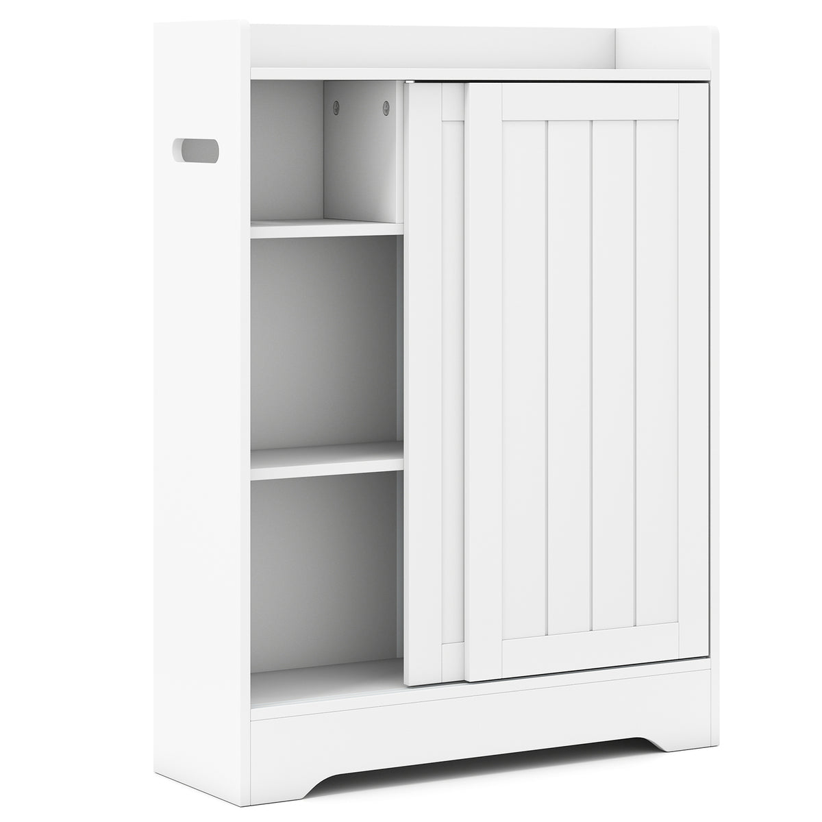 Slim Bathroom Storage Cabinet - White 24" x 8" x 31.5" MDF-Floor Cabinets-DECOROLALA
