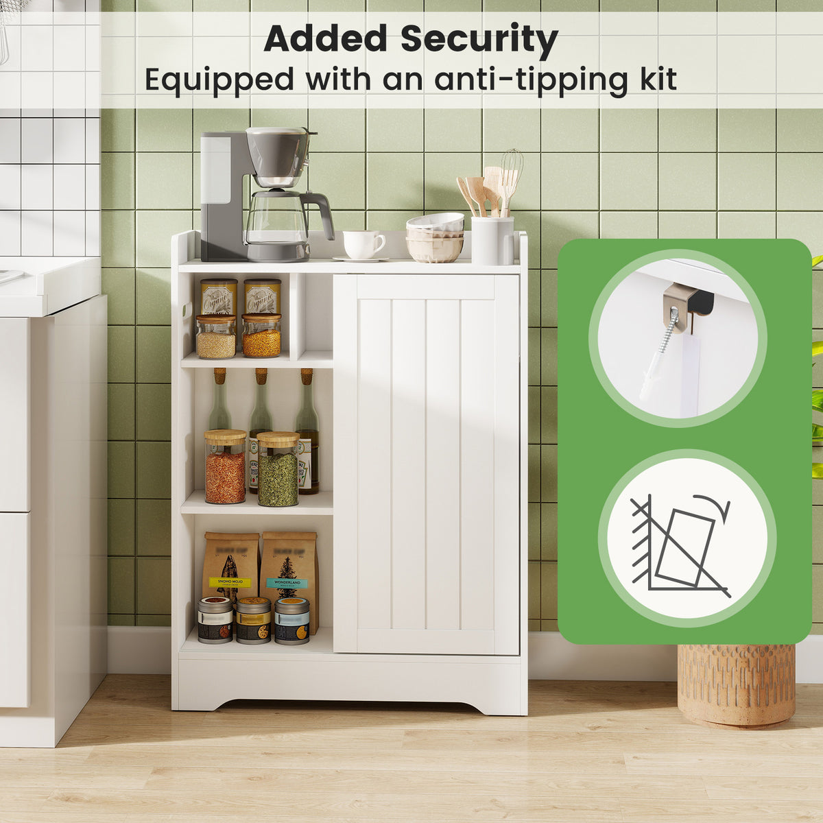 Slim Bathroom Storage Cabinet - White 24" x 8" x 31.5" MDF-Floor Cabinets-DECOROLALA