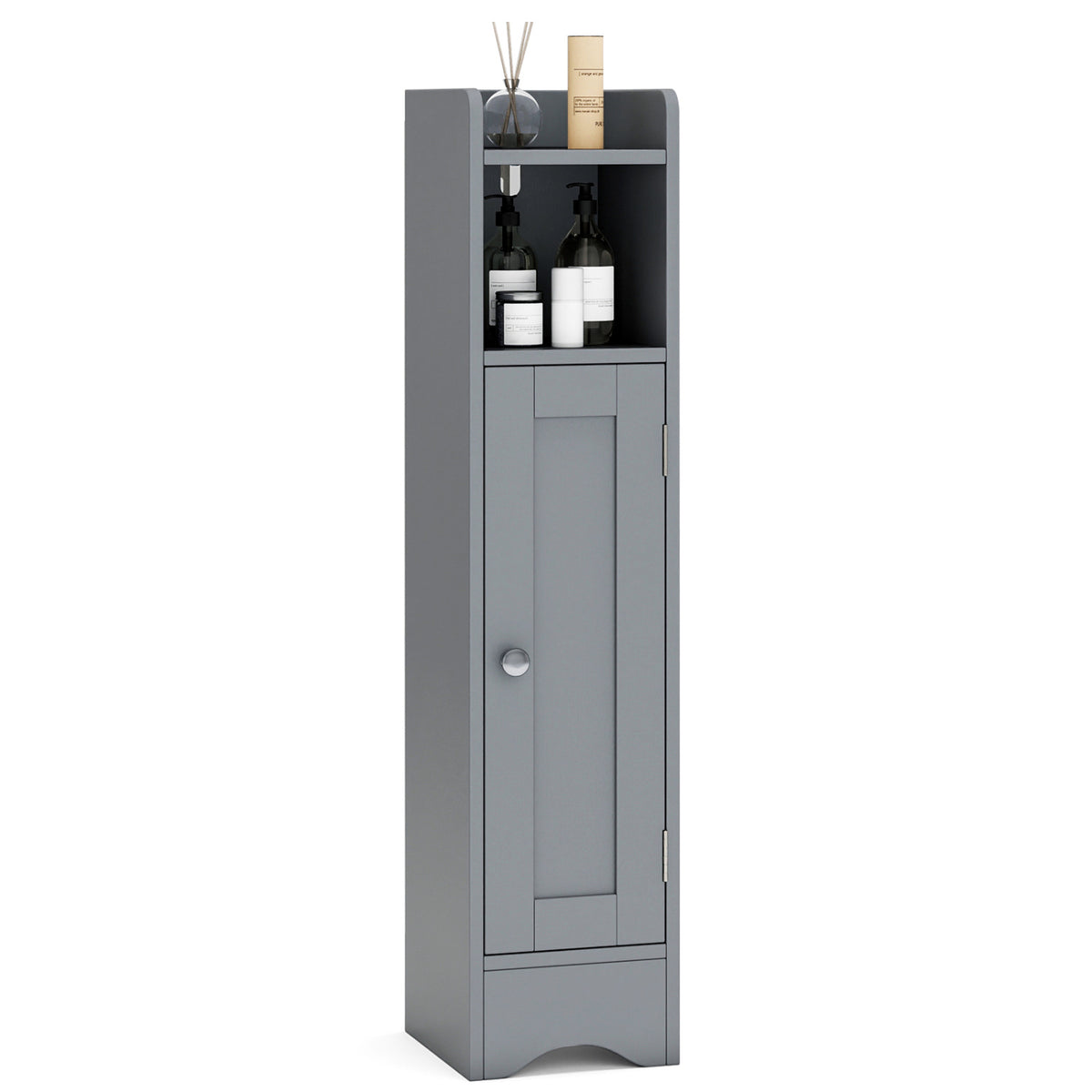 Slim Corner Bathroom Cabinet - Gray 31.5" Storage Organizer-Floor Cabinets-DECOROLALA