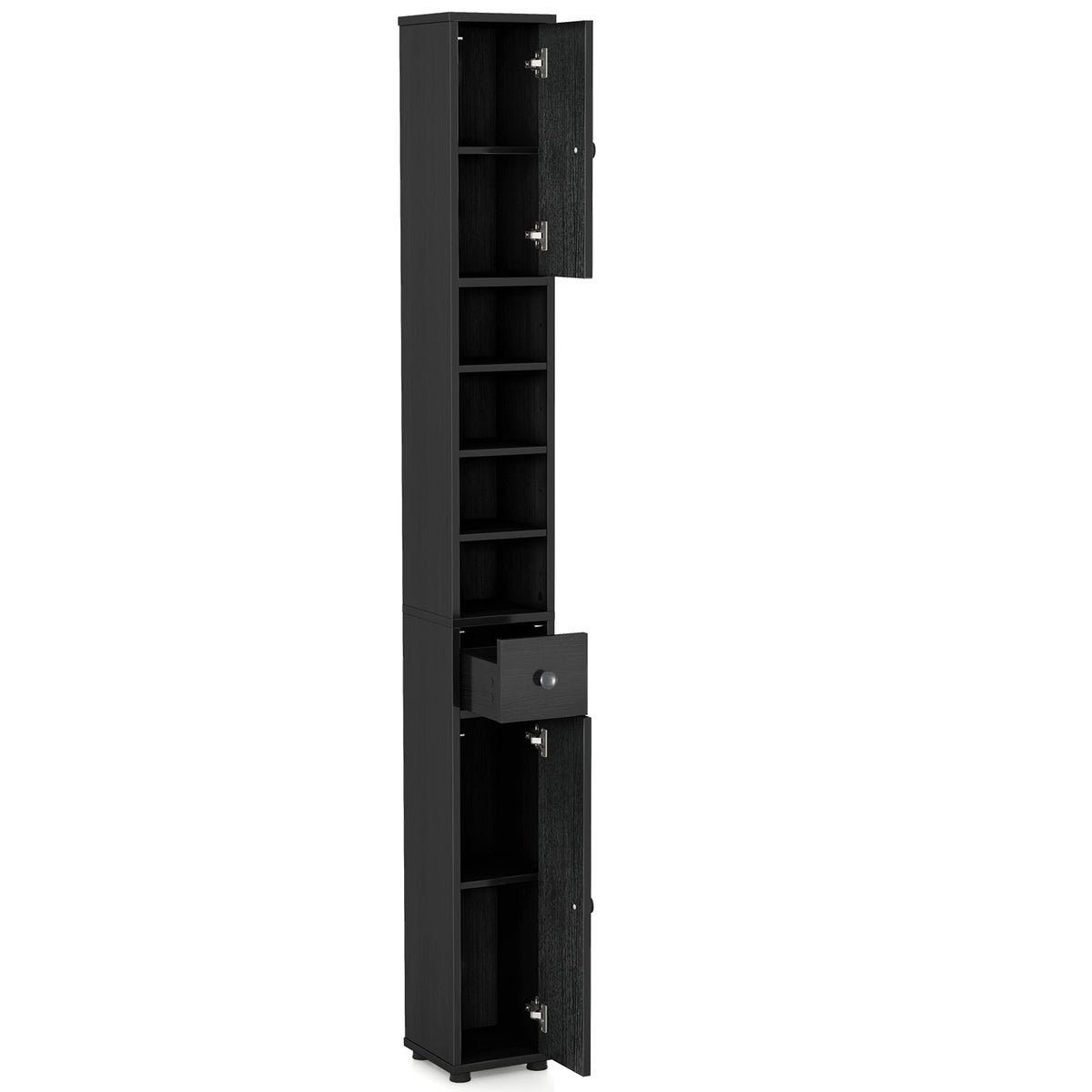 Slim Freestanding Bathroom Cabinet - 71" Tall Black Storage Tower-Floor Cabinets-DECOROLALA