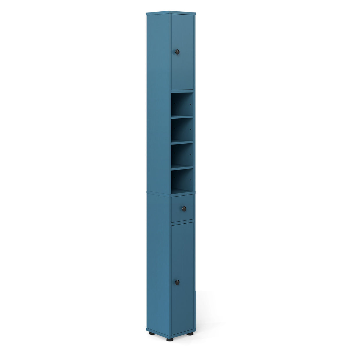 Slim Freestanding Bathroom Cabinet - 71" Tall Blue Storage Tower-Floor Cabinets-DECOROLALA