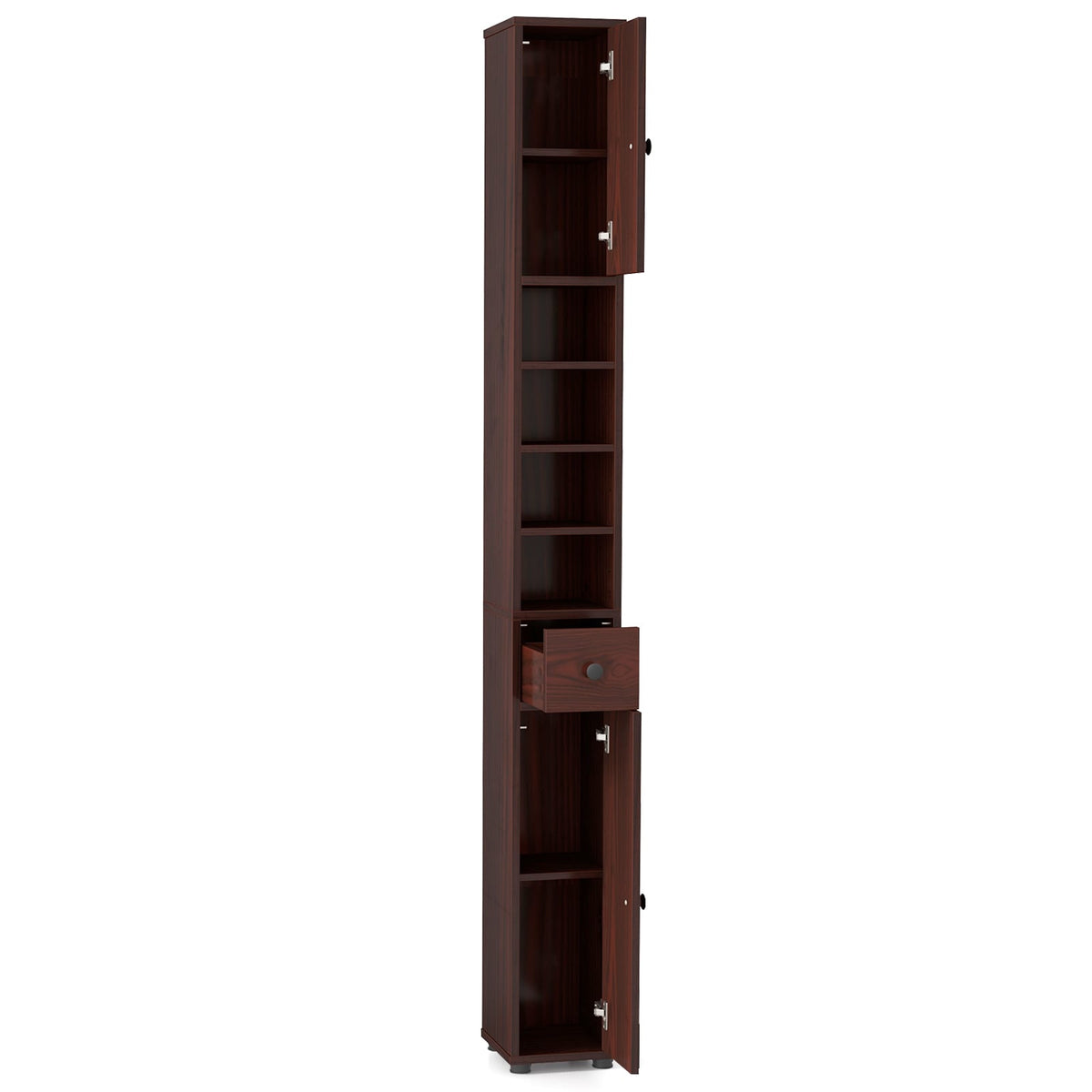 Slim Freestanding Bathroom Cabinet - 71" Tall Brown MDF-Bathroom Floor Cabinets-DECOROLALA