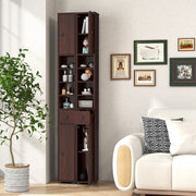 Slim Freestanding Bathroom Cabinet - 71" Tall Brown MDF-Floor Cabinets-DECOROLALA