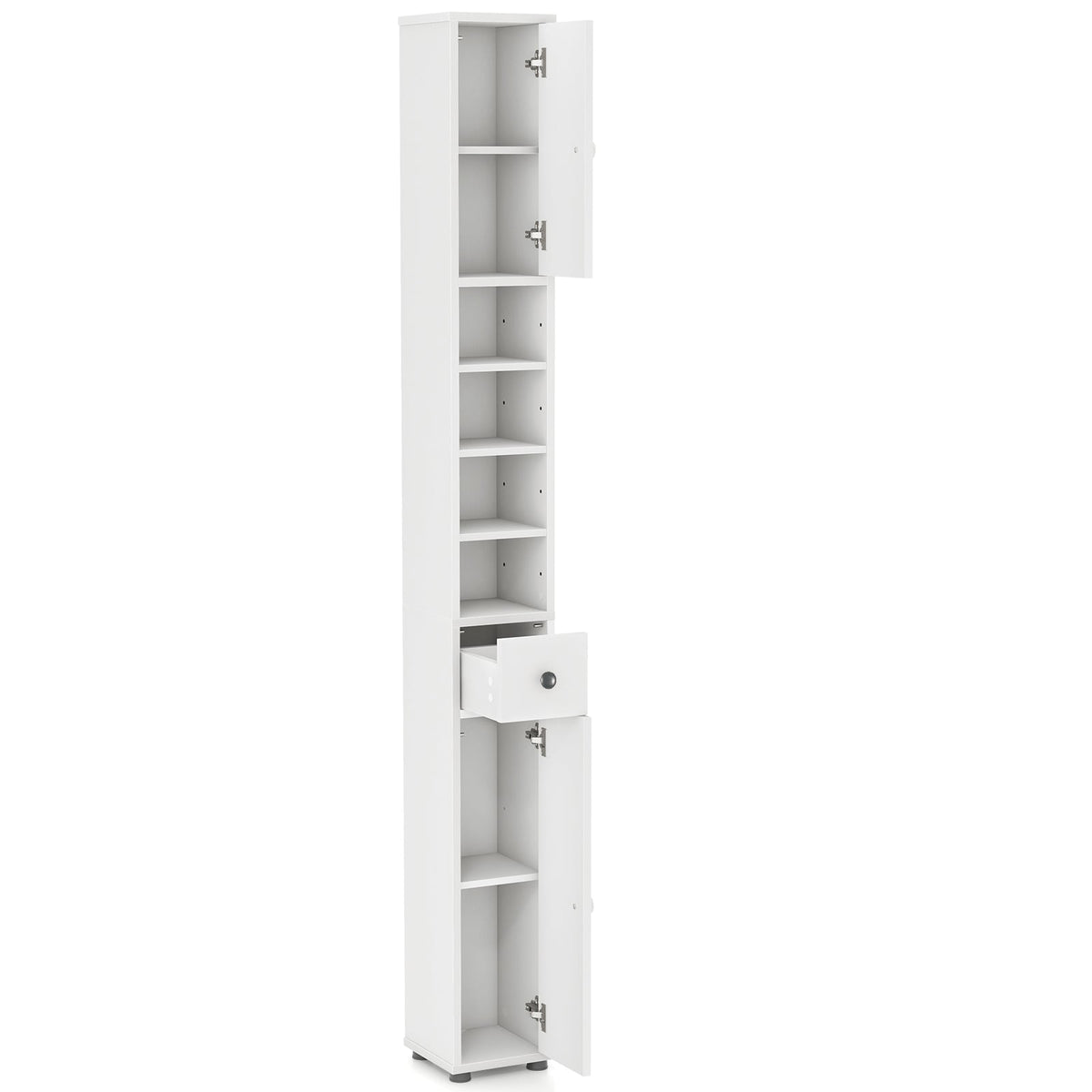 Slim Freestanding Bathroom Cabinet - 8" x 8" x 71" White MDF-Floor Cabinets-DECOROLALA