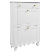 Slim Shoe Cabinet - 2 Flip Drawers 8 Pairs White-Home Furnishings > Storage & Organization > Shoe Storage Cabinets & Racks-DECOROLALA