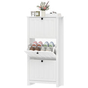Slim Shoe Cabinet - 3 Flip Drawers, 12-Pair White-Home Furnishings > Storage & Organization > Shoe Storage Cabinets & Racks-DECOROLALA