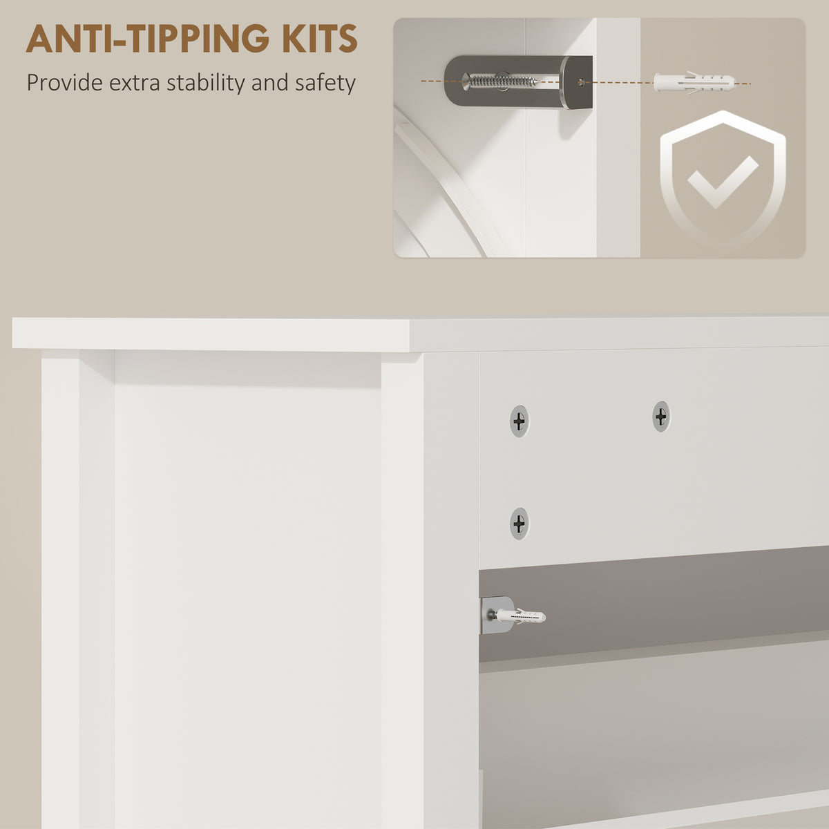 Slim Shoe Cabinet - 3 Flip Drawers 18-Pair White-Home Furnishings > Storage & Organization > Shoe Storage Cabinets & Racks-DECOROLALA