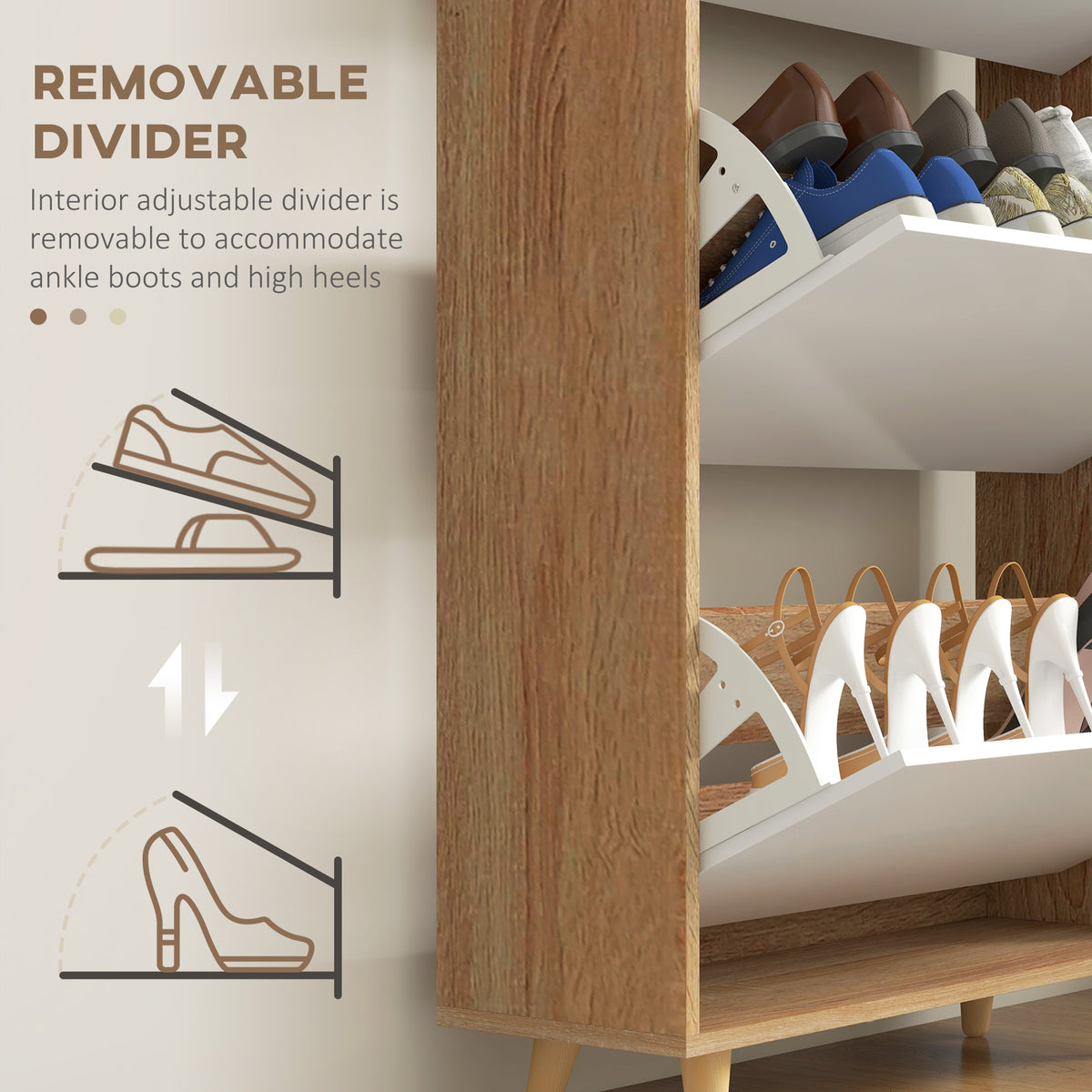 Slim Shoe Cabinet - 3 Flip Drawers White 24-Pair Capacity-Home Furnishings > Storage & Organization > Shoe Storage Cabinets & Racks-DECOROLALA