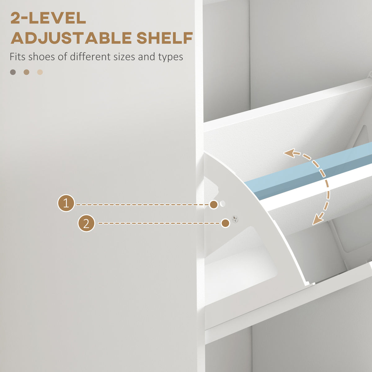 Slim Shoe Cabinet - 3 Flip Drawers White MDF 46"H-Home Furnishings > Storage & Organization > Shoe Storage Cabinets & Racks-DECOROLALA