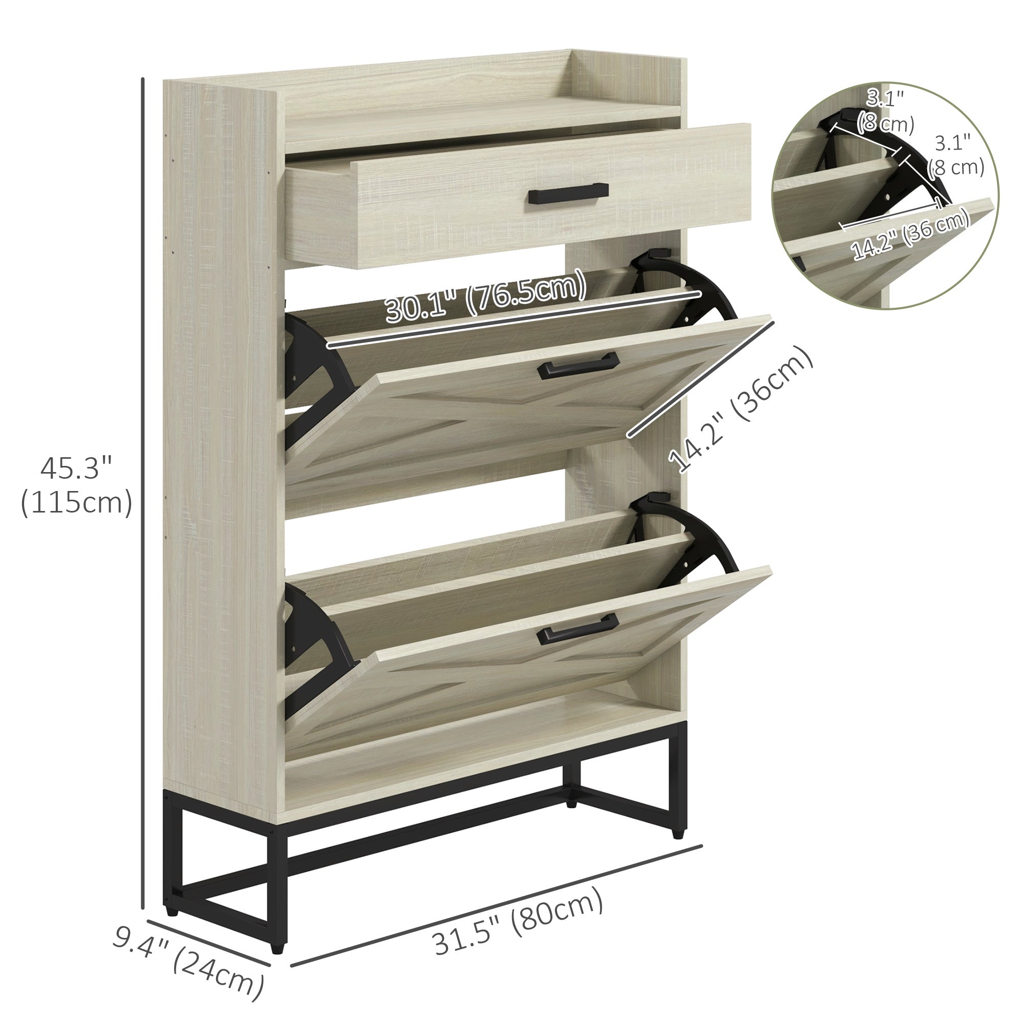 Slim Shoe Cabinet - Distressed White 12 Pair Organizer-Home Furnishings > Storage & Organization > Shoe Storage Cabinets & Racks-DECOROLALA