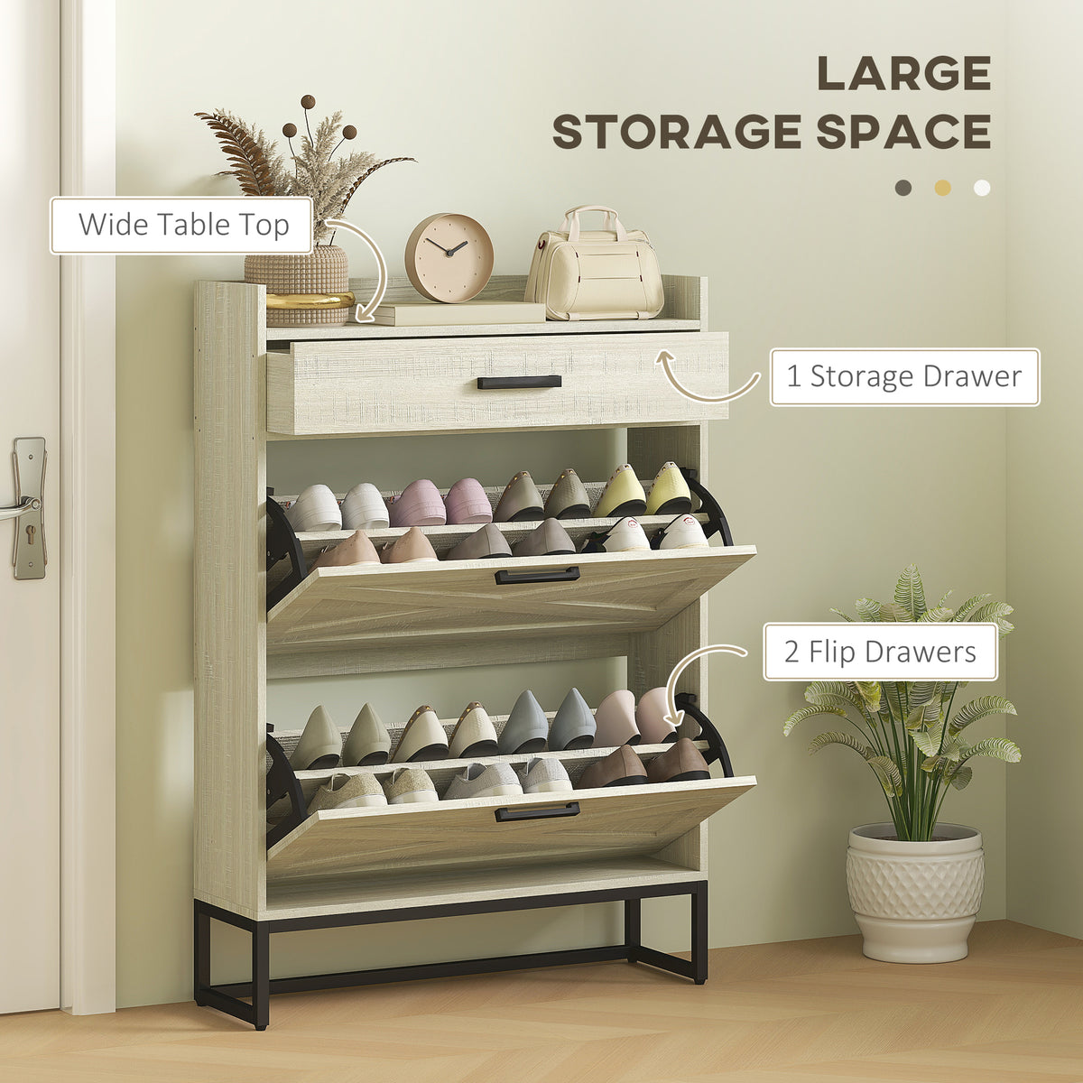 Slim Shoe Cabinet - Distressed White 12 Pair Organizer-Home Furnishings > Storage & Organization > Shoe Storage Cabinets & Racks-DECOROLALA