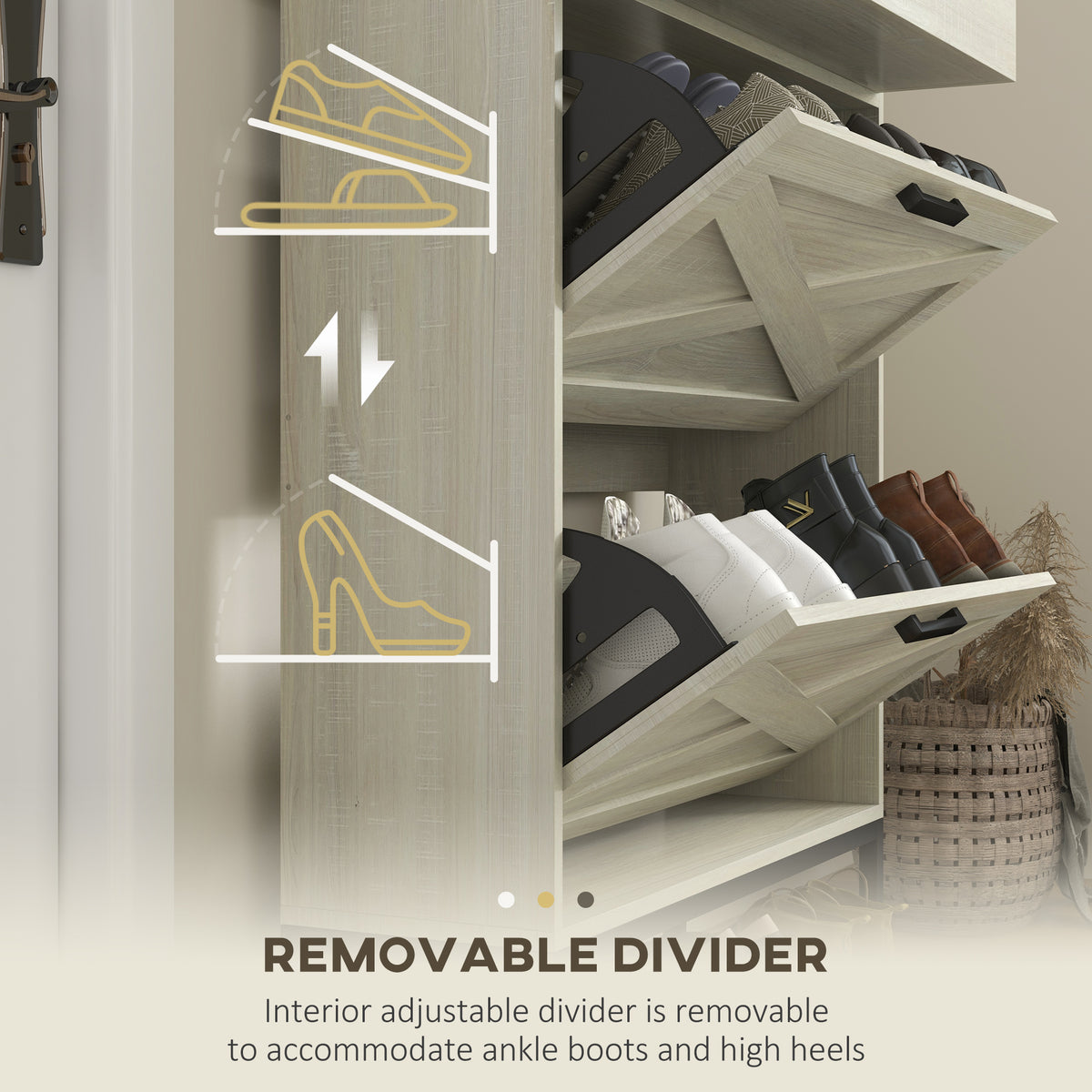 Slim Shoe Cabinet - Distressed White 12 Pair Organizer-Home Furnishings > Storage & Organization > Shoe Storage Cabinets & Racks-DECOROLALA