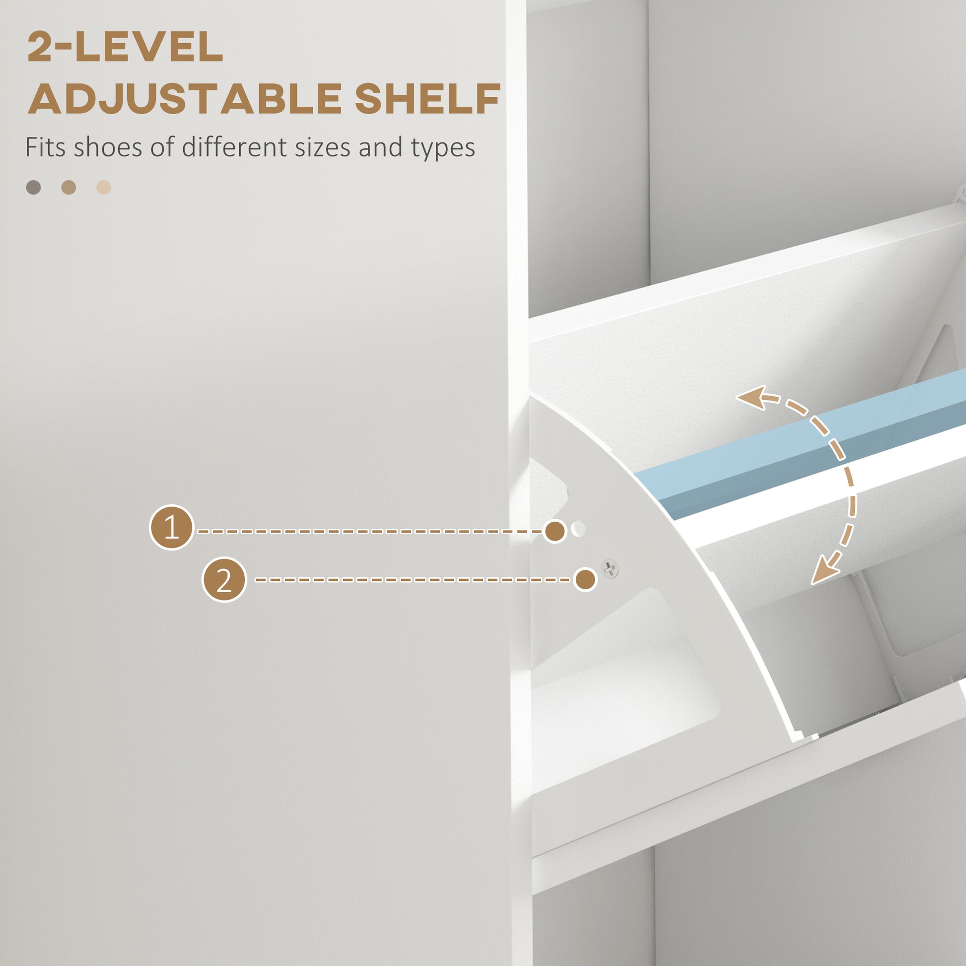 Slim Shoe Cabinet with 3 Flip Drawers and Adjustable Shelves, Narrow Shoe Cabinet for 15 Pairs of Shoes, White-Home Furnishings > Storage & Organization > Shoe Storage Cabinets & Racks-DECOROLALA
