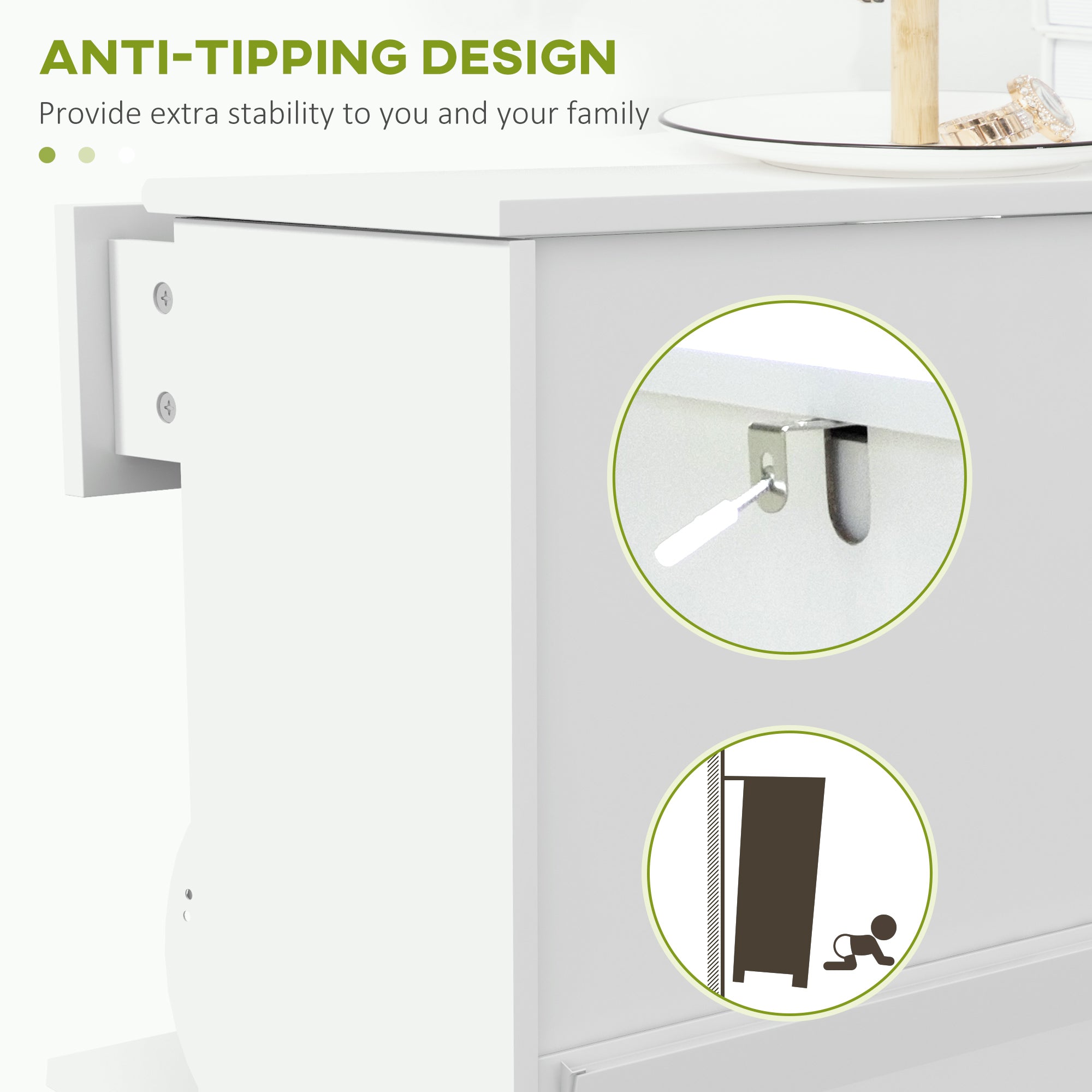 Slim Shoe Storage with 2 Flip Drawers and Adjustable Shelves Shoe Cabinet Organizer for 8 Pair, White-Home Furnishings > Storage & Organization > Shoe Storage Cabinets & Racks-DECOROLALA