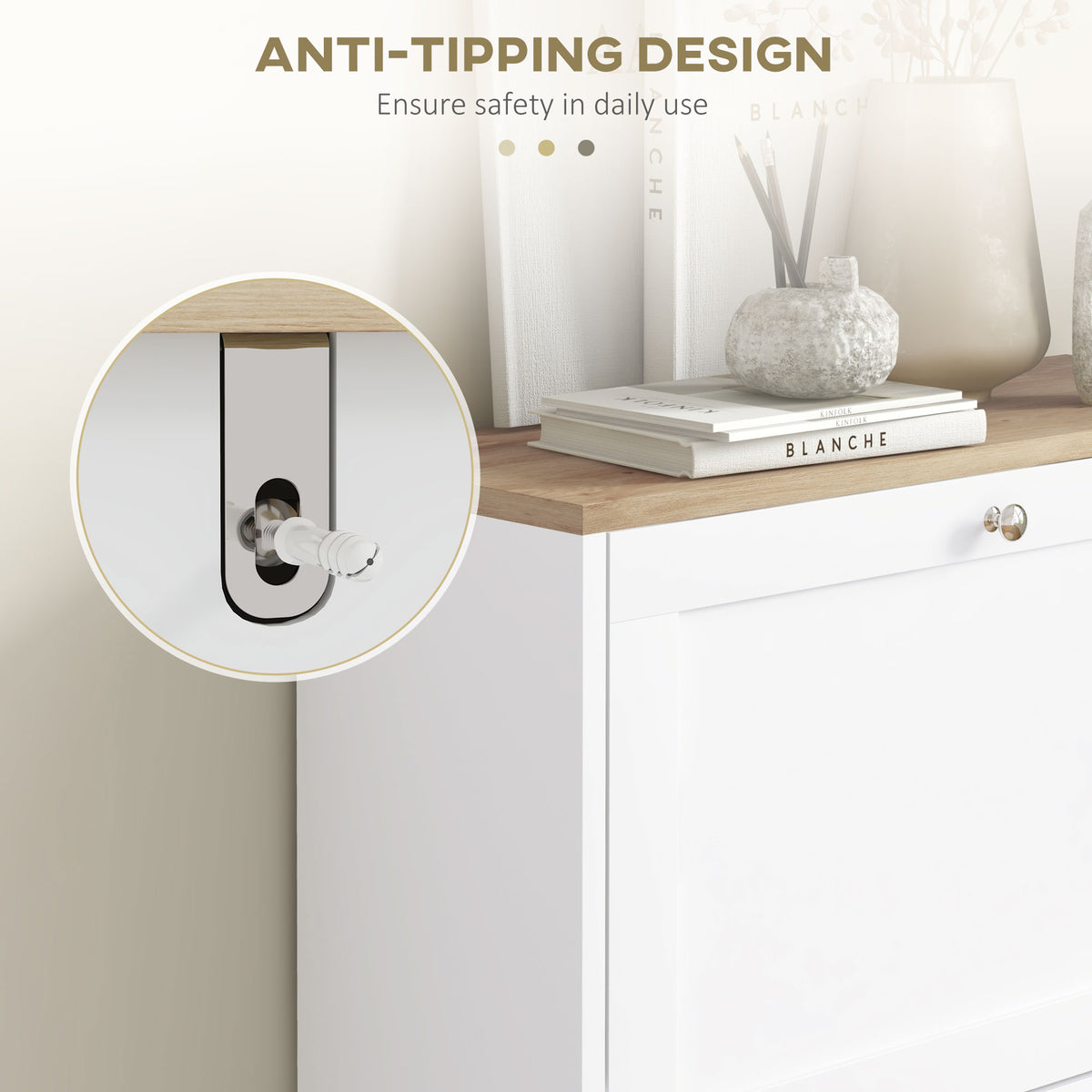 Slim White Shoe Cabinet - 2 Flip Drawers for 8-12 Pairs-Home Furnishings > Storage & Organization > Shoe Storage Cabinets & Racks-DECOROLALA