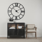 Sloan Accent Cabinet - Wood Metal Frame Black-Accent Cabinets & Chests-DECOROLALA