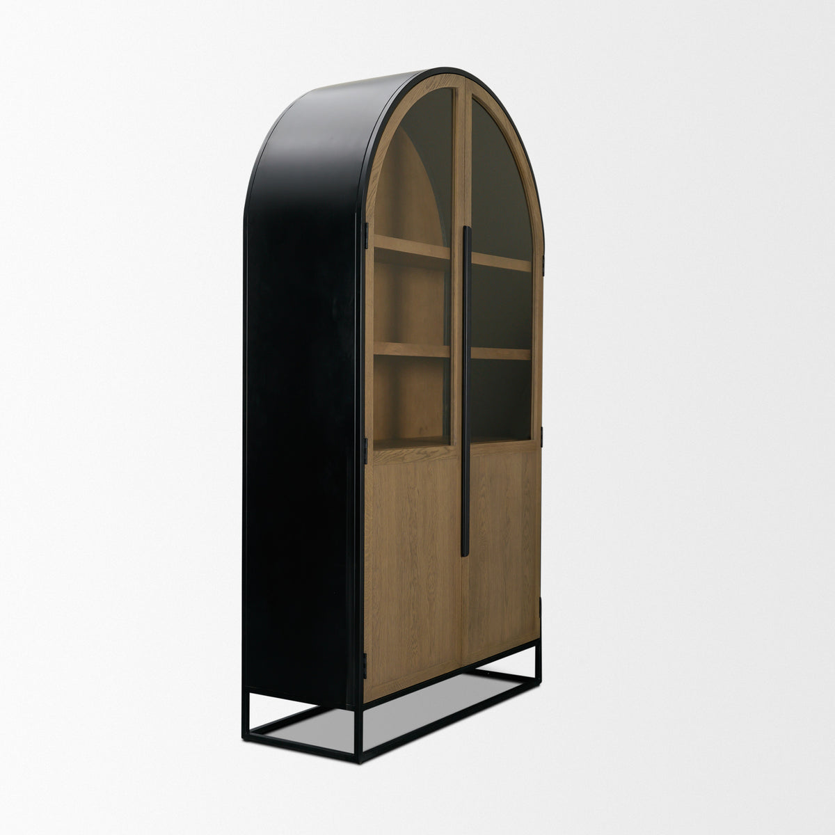 Sloan 47.5W x 80.5H Light Brown W/ Metal Frame Arched Cabinet-Cabinets-DECOROLALA