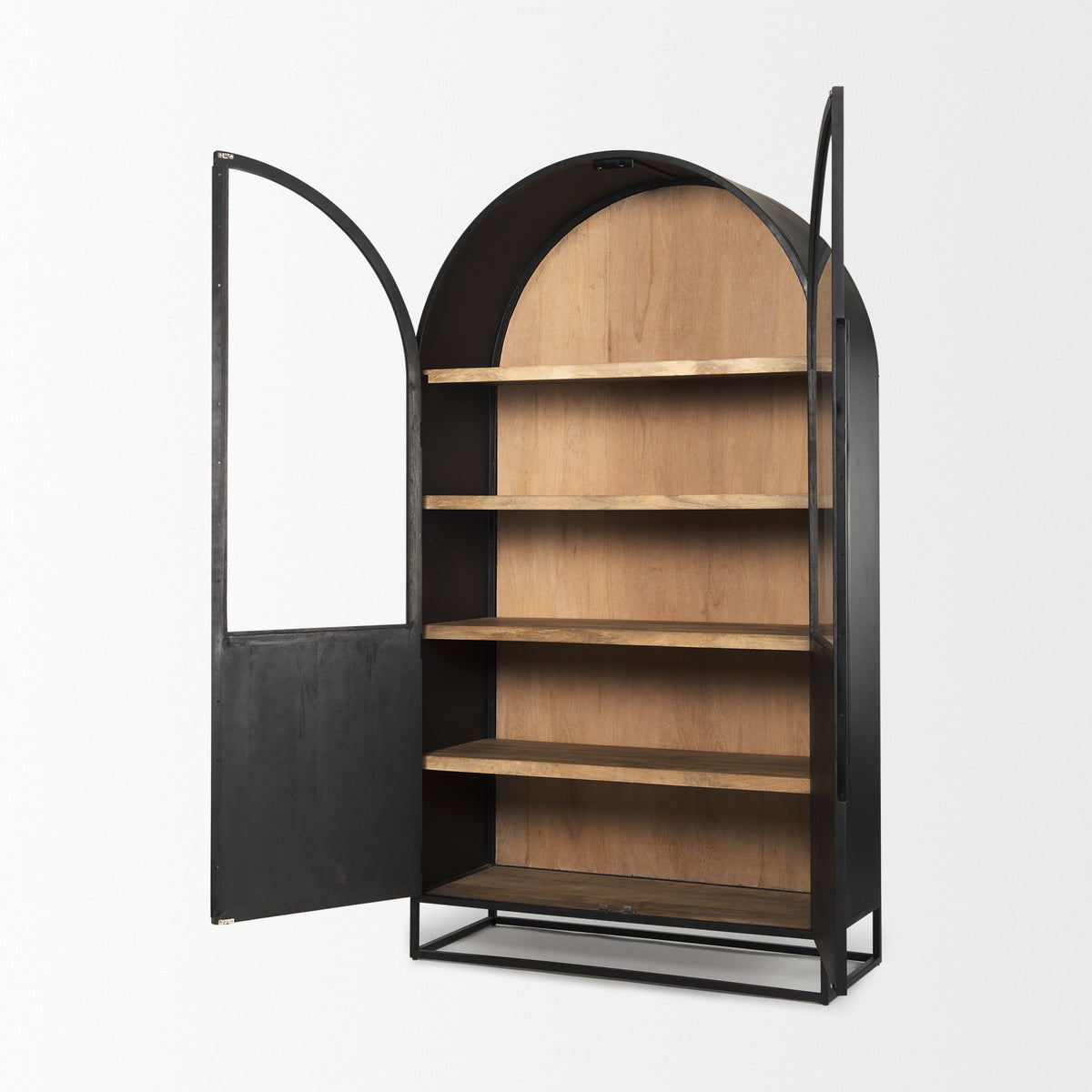 Sloan 47.5W x 80.5H Light Brown W/ Metal Frame Arched Cabinet-Cabinets-DECOROLALA